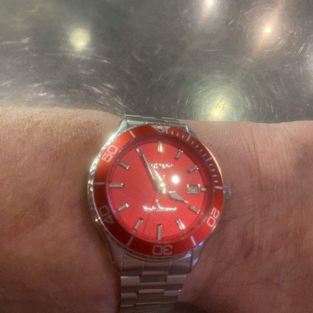 New Red and Silver Trump Automatic Mechanical Wristwatch